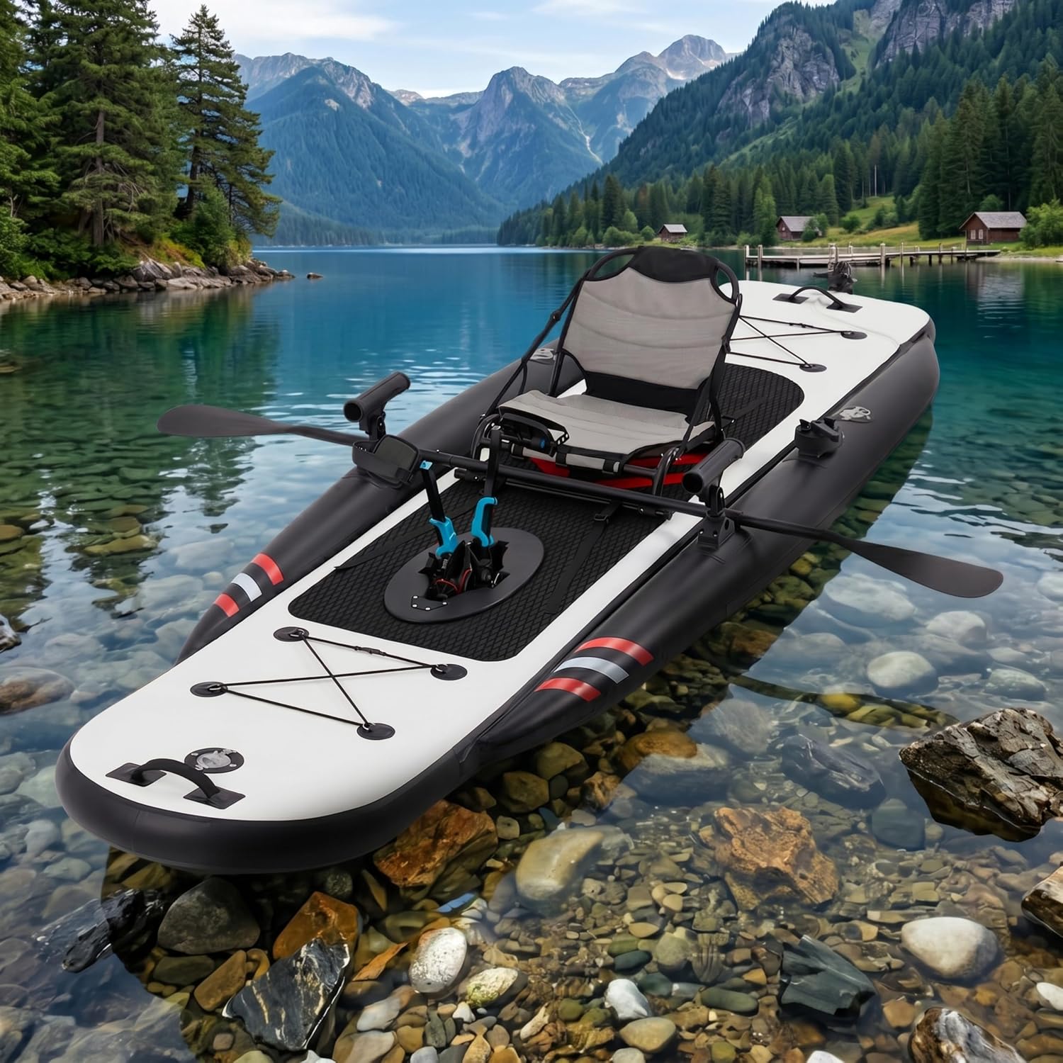 12ft Premium PVC Inflatable Fi - Fishing Kayak Pedal Drive 评论和价格