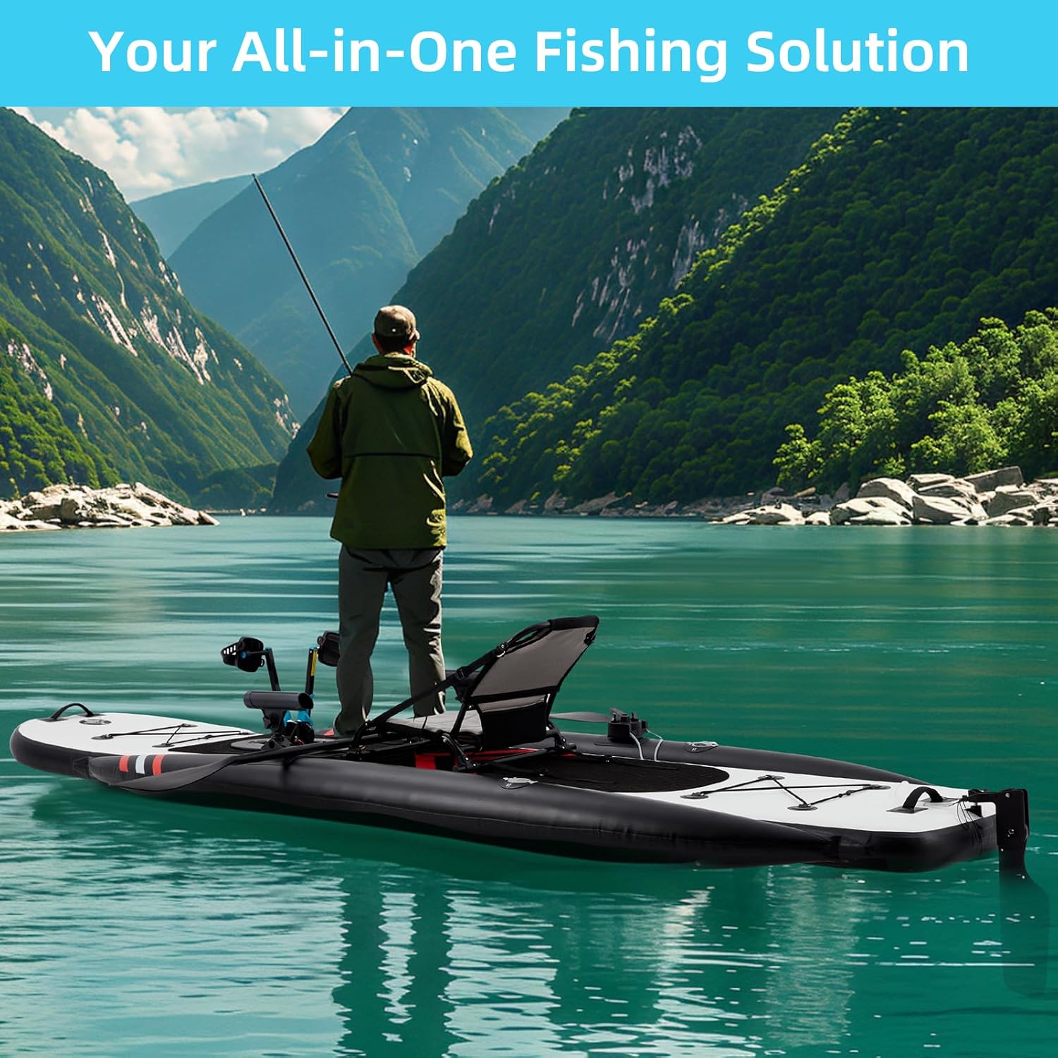12ft Premium PVC Inflatable Fi - Fishing Kayak Pedal Drive 评论和价格