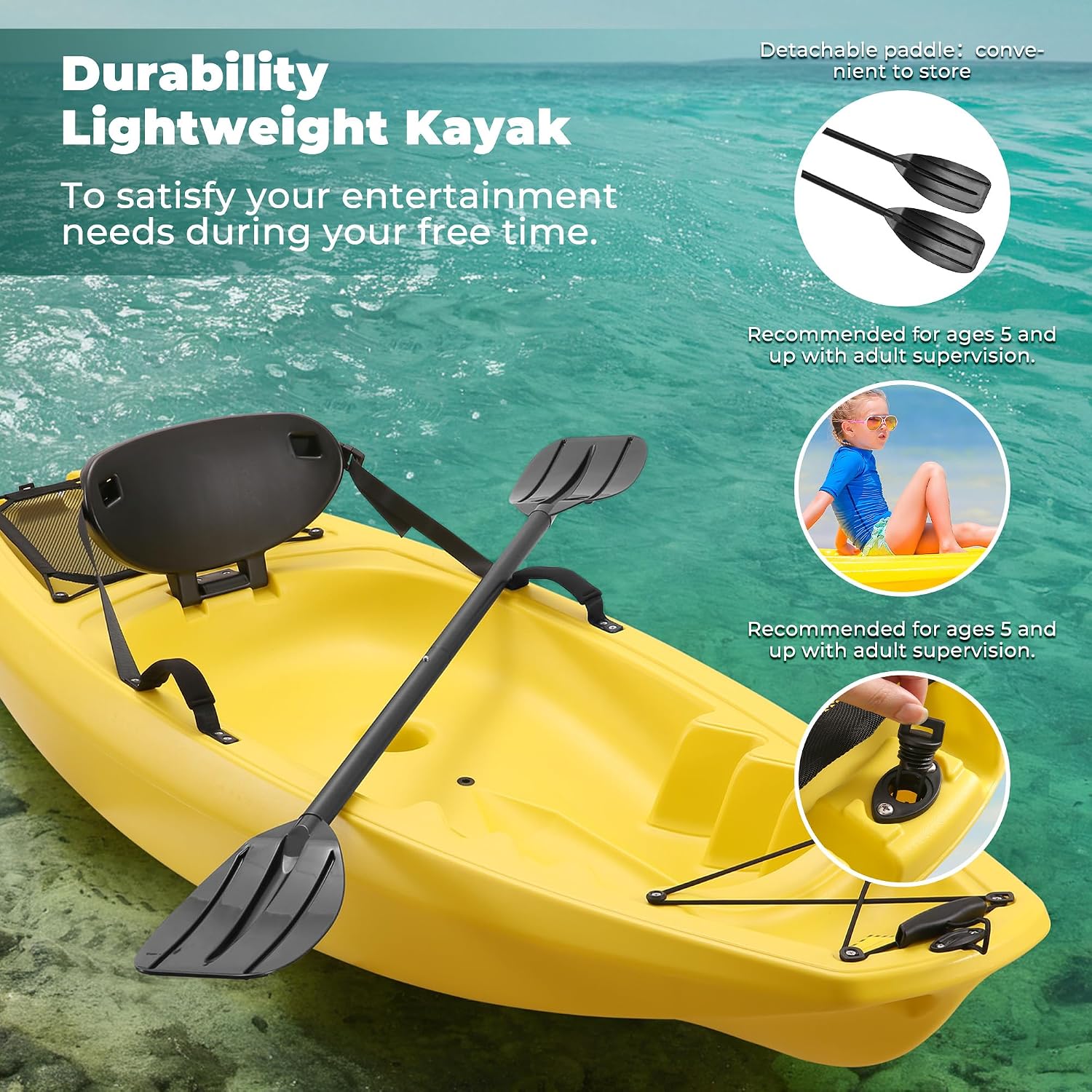 Kayak with Paddle 6.5 FT Recre - Fishing Kayak Paddle 评论和价格