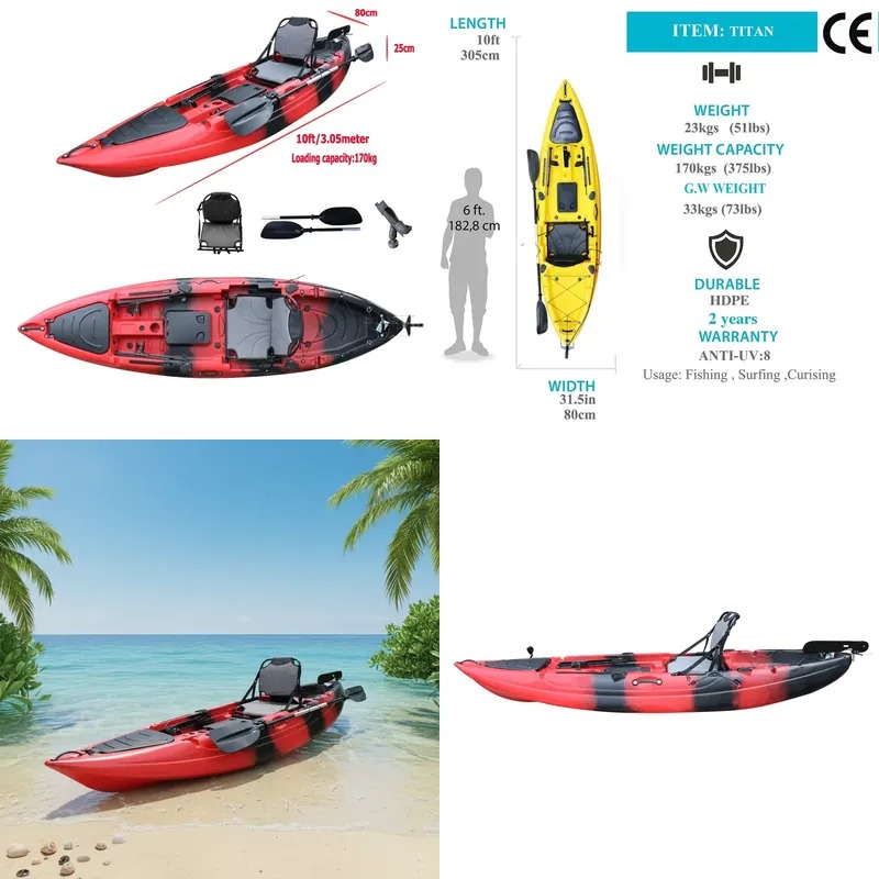 10ft Single Seat Sit on Fishin - Fishing Kayak Paddle 评论和价格