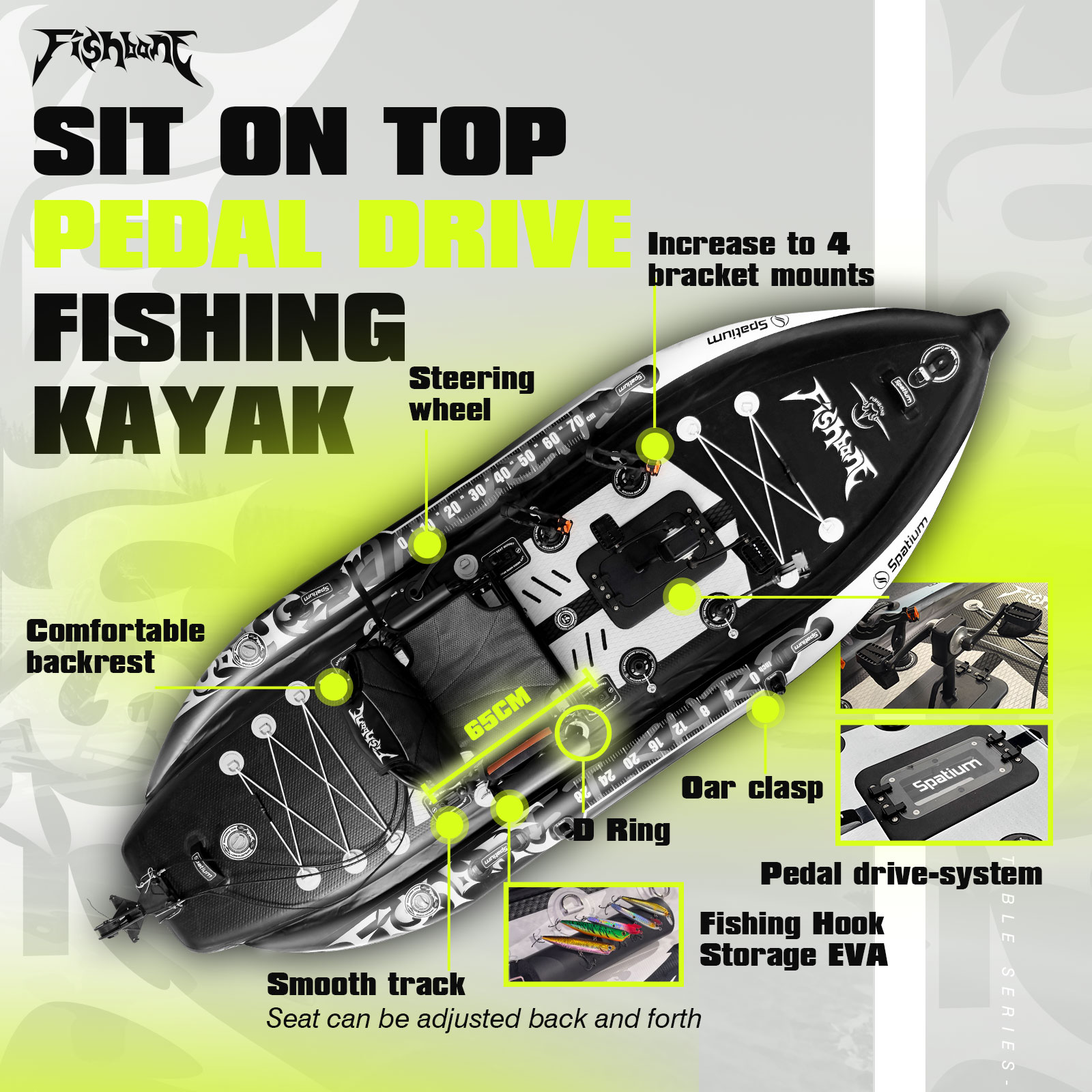 Spatium Fishing Kayak Boat Ped - Fishing Kayak Pedal Drive 评论和价格